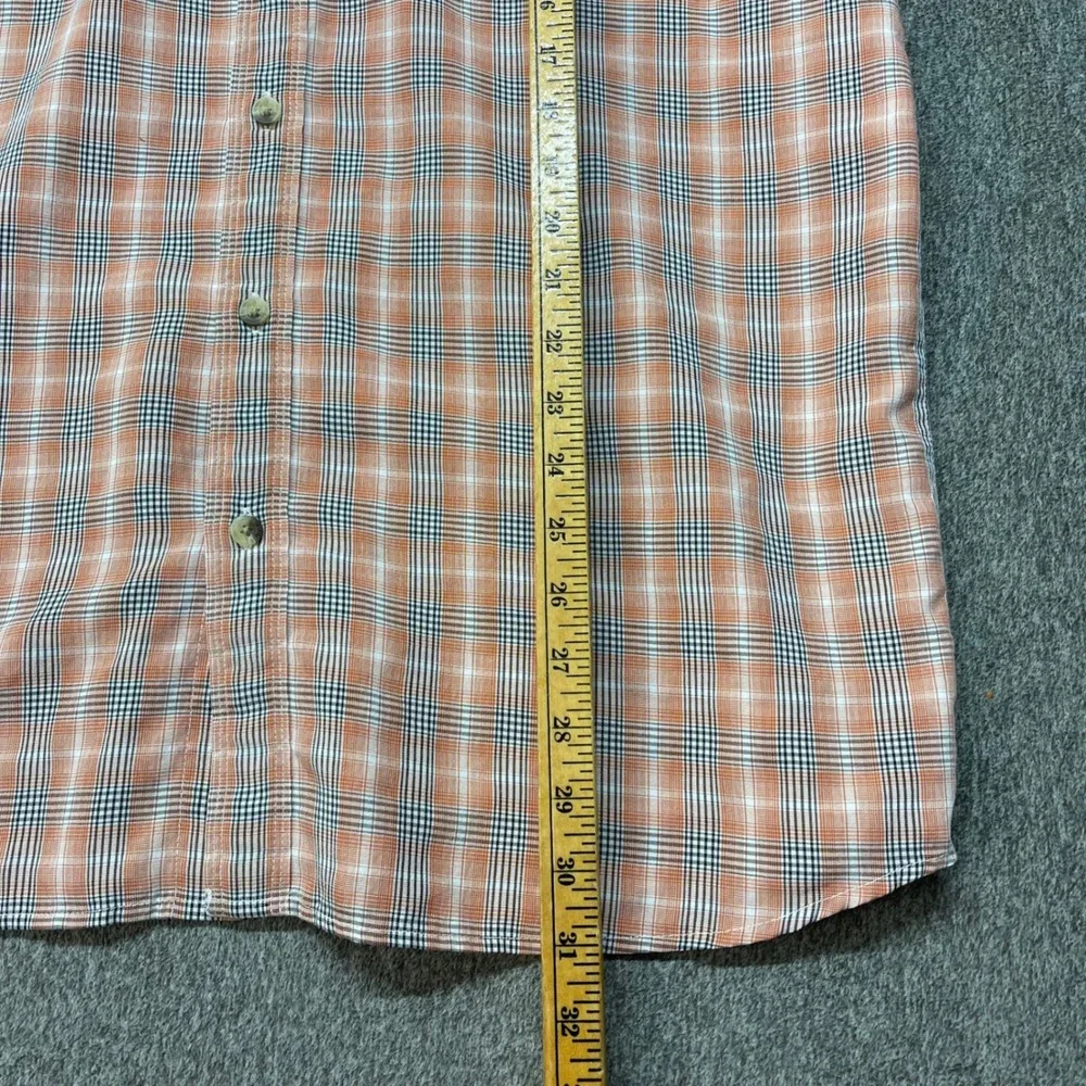 The North Face‎ Mens Orange Plaid Short Sleeve Hiking Button Up Shirt Large